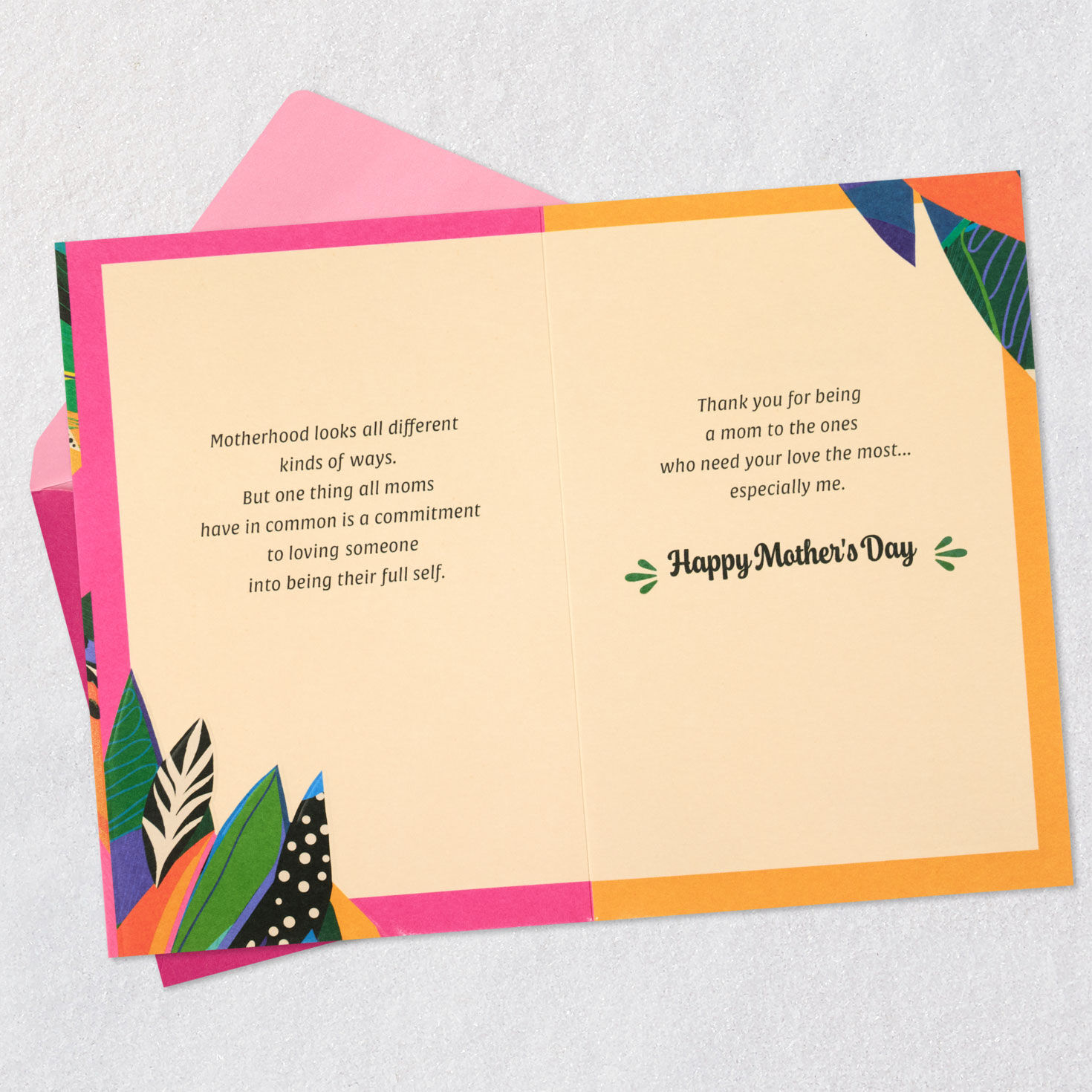 Tropical Abstract Painting with Heart Mother's Day Card Open card with envelope image number 4