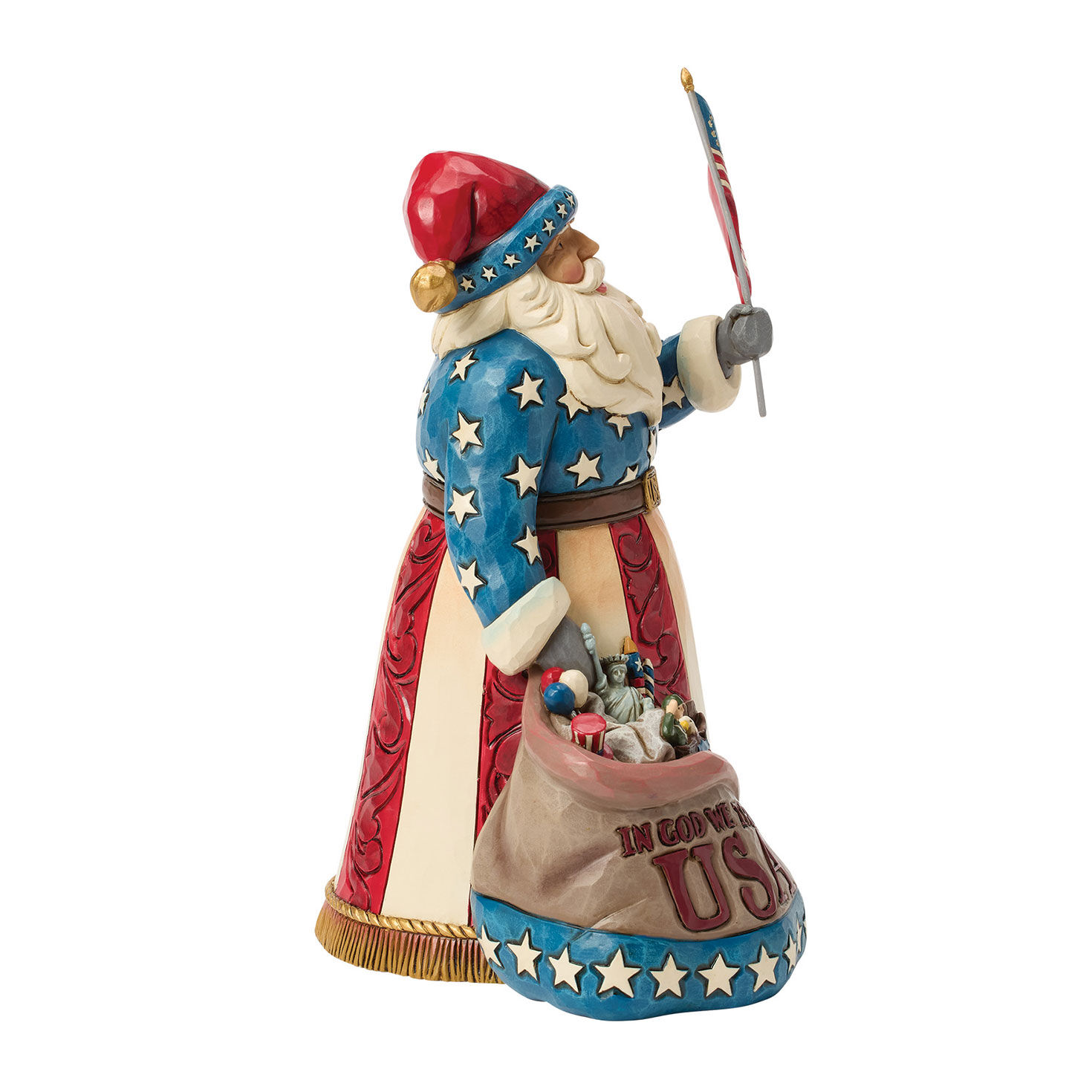 Red, White and Blue Santa Jim Shore Statue side image number 4