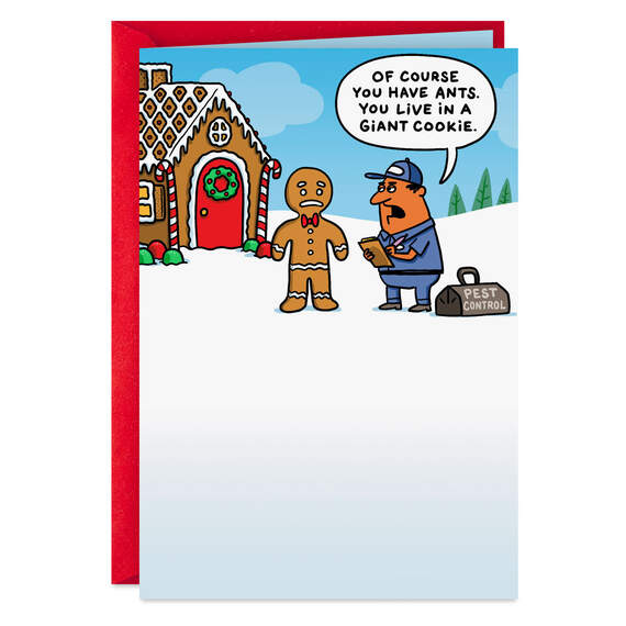 Gingerbread Man Pest Problems Funny Christmas Card, , large image number 1