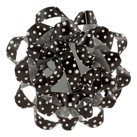 4.6" Black With Gray Dots Recyclable Gift Bow