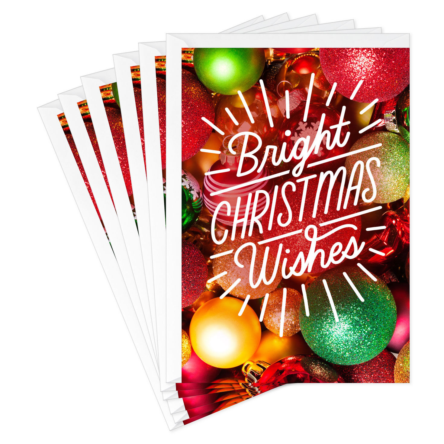Bright and Colorful Wishes Christmas Cards, Pack of 6