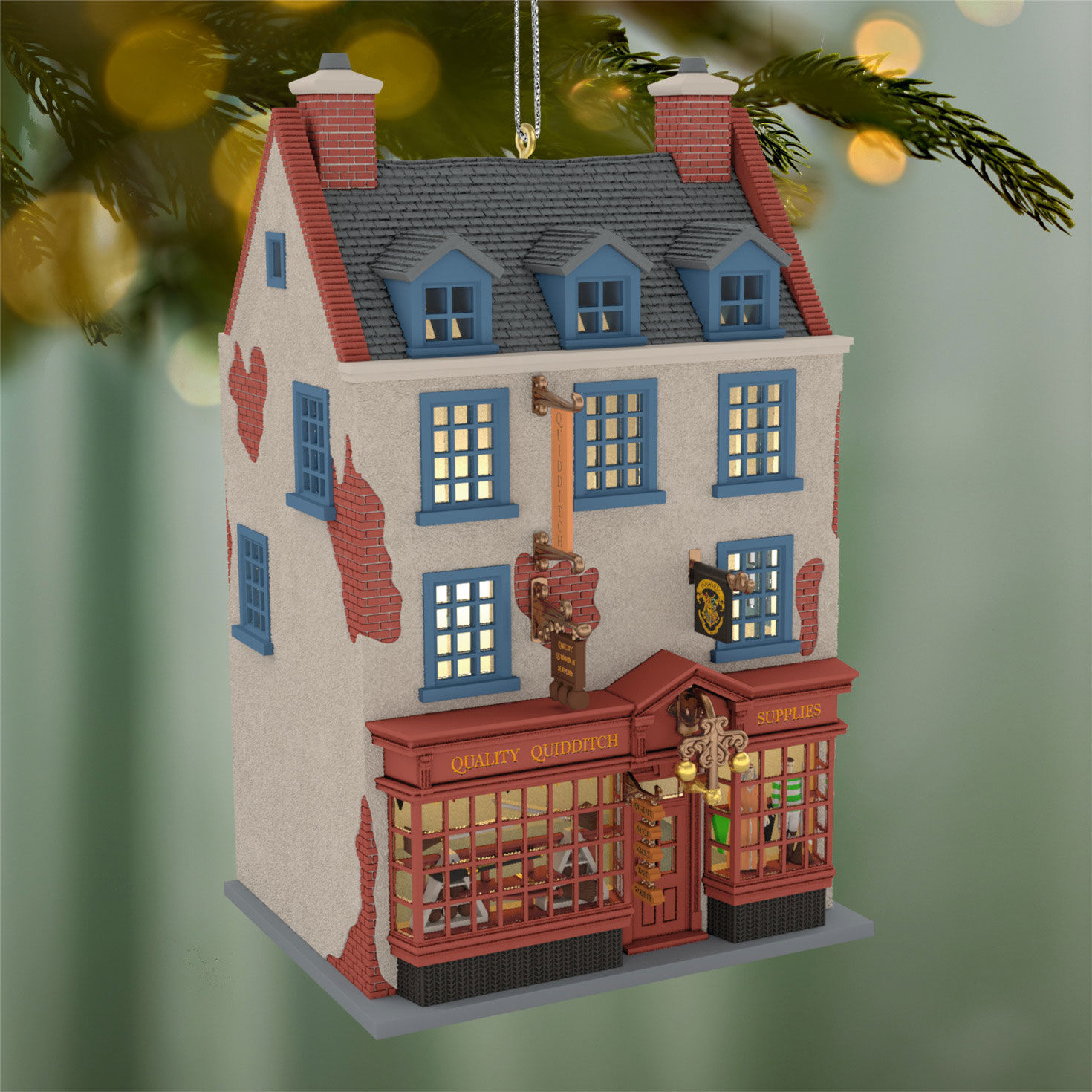 Harry Potter Quidditch Shop Keepsake Ornament hanging on tree image number 2