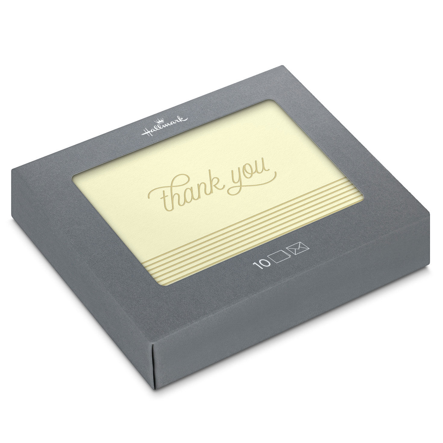 Gold Stripes on Ivory Blank Thank You Notes, Pack of 10