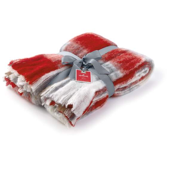 Soft Throw Blanket With Holiday Red & Grey Plaid, , large image number 2