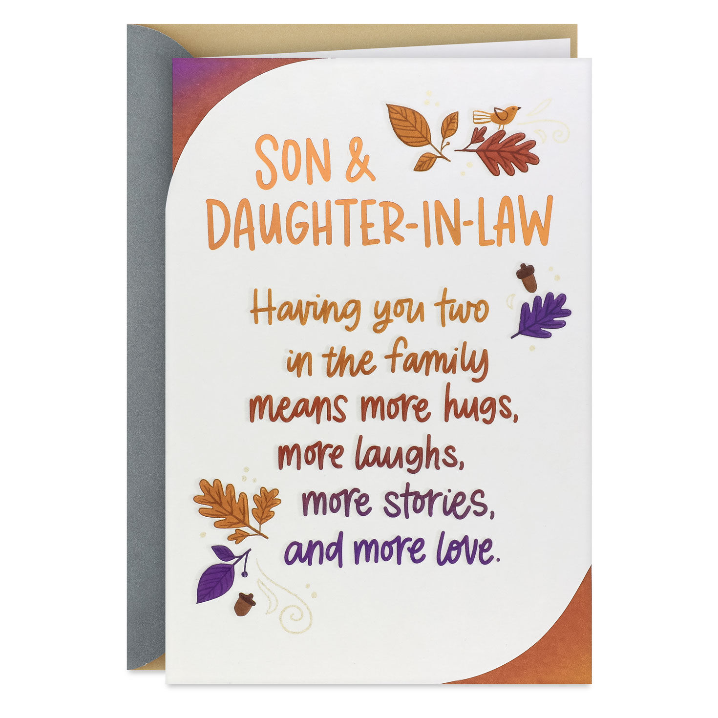 More Hugs, Laughs and Stories Thanksgiving Card for Son and Daughter-in-Law