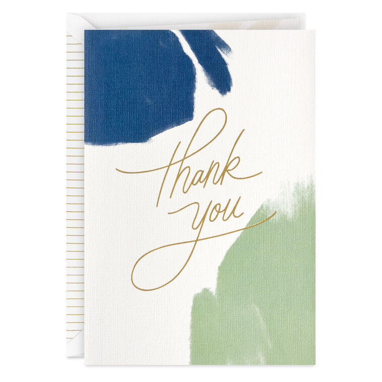 Blue and Green Brushstroke Thank You Card