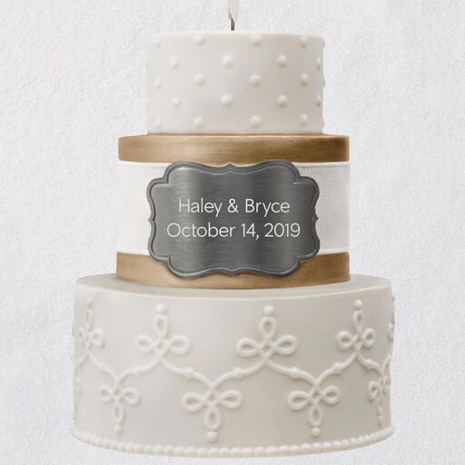 Three-Tier Wedding Cake Personalized Ornament, 