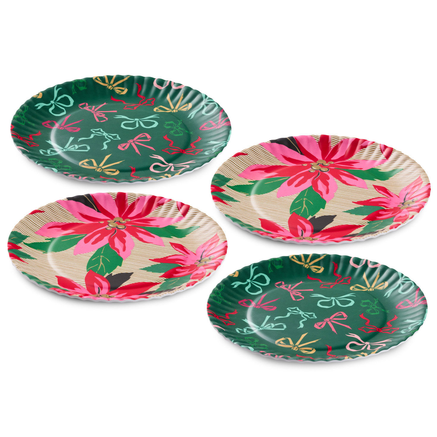 Lacey Chabert Collection Bow and Poinsettia Appetizer Plates, Set of 4 for only USD 25.99 | Hallmark