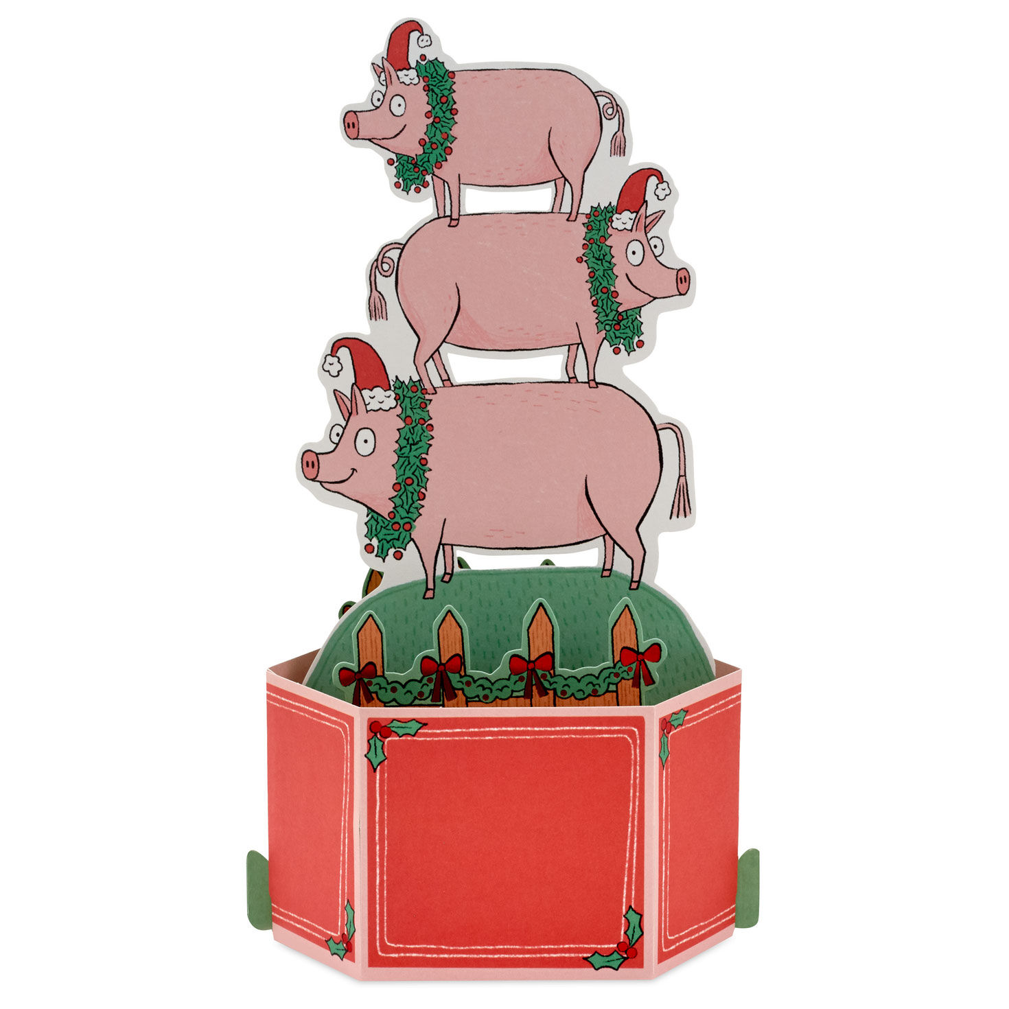 Deck the Hogs Funny 3D Pop-Up Christmas Card, , large image number 2