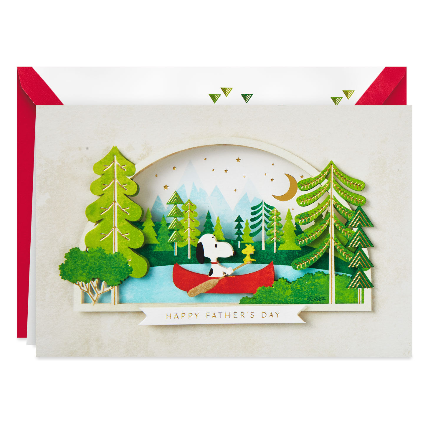 Peanuts Snoopy And Woodstock In Canoe 3d Father S Day Card