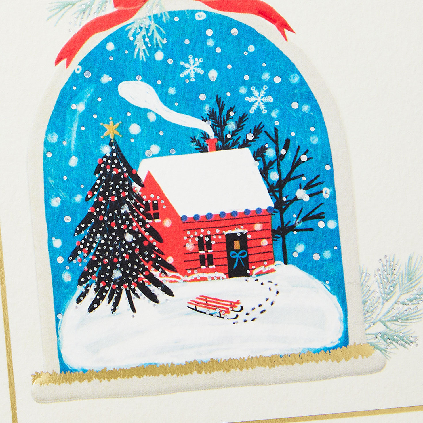 Snowy Cabin in Cloche Aunt Christmas Card Card Front Detail image number 5