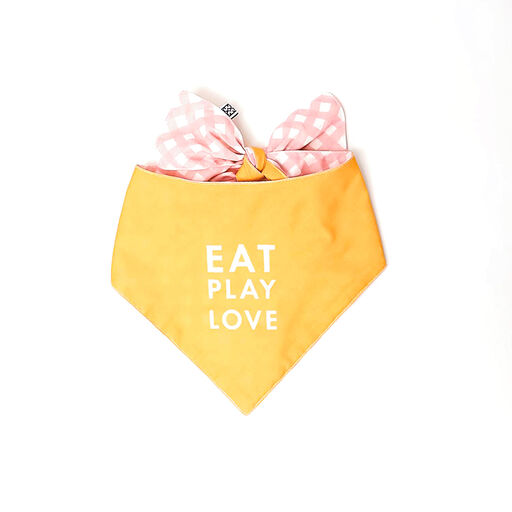 Mary Square Eat Play Love Reversible Dog Bandana, 
