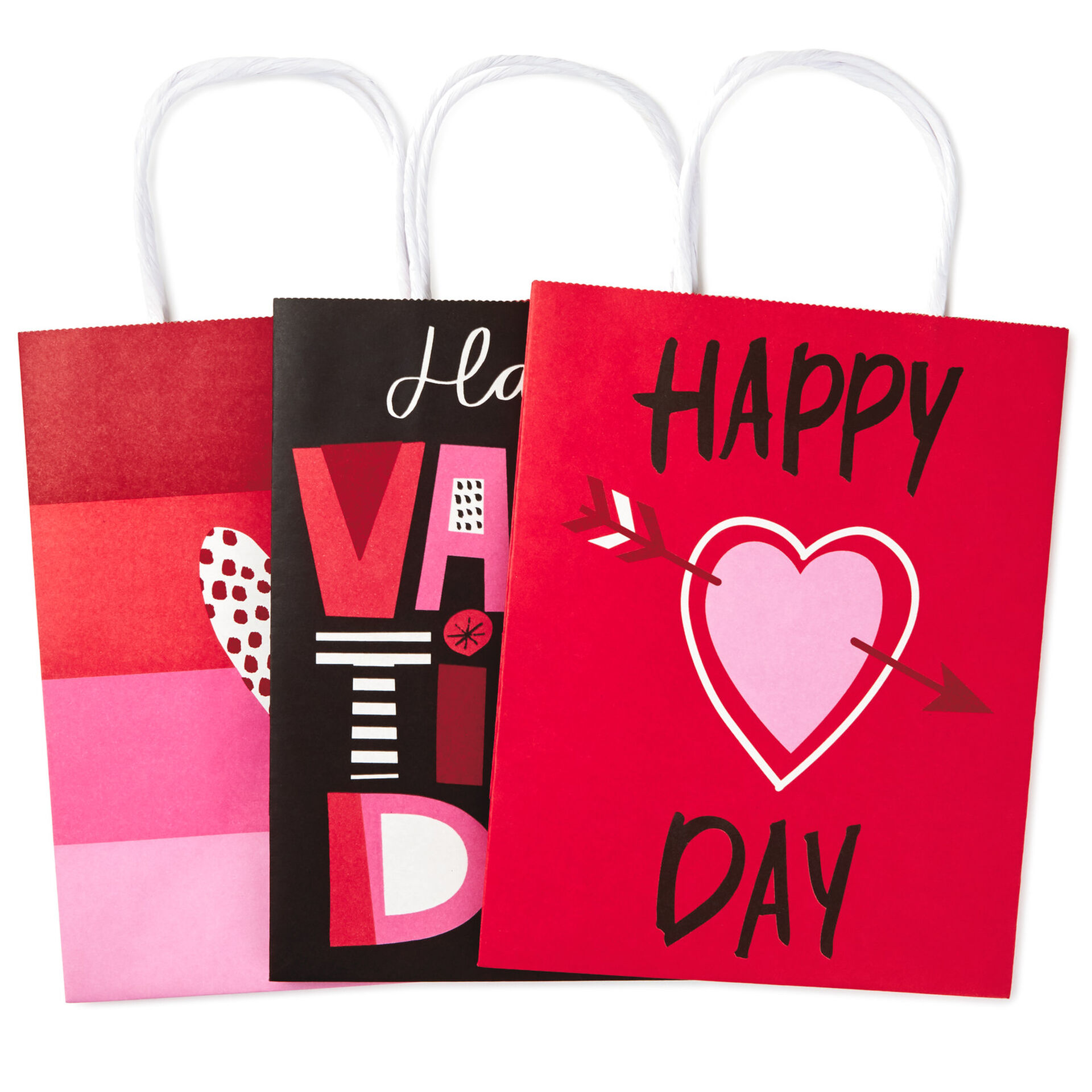 9.7" Assorted 3Pack Bold Valentine's Day Gift Bags Gift Bag Sets