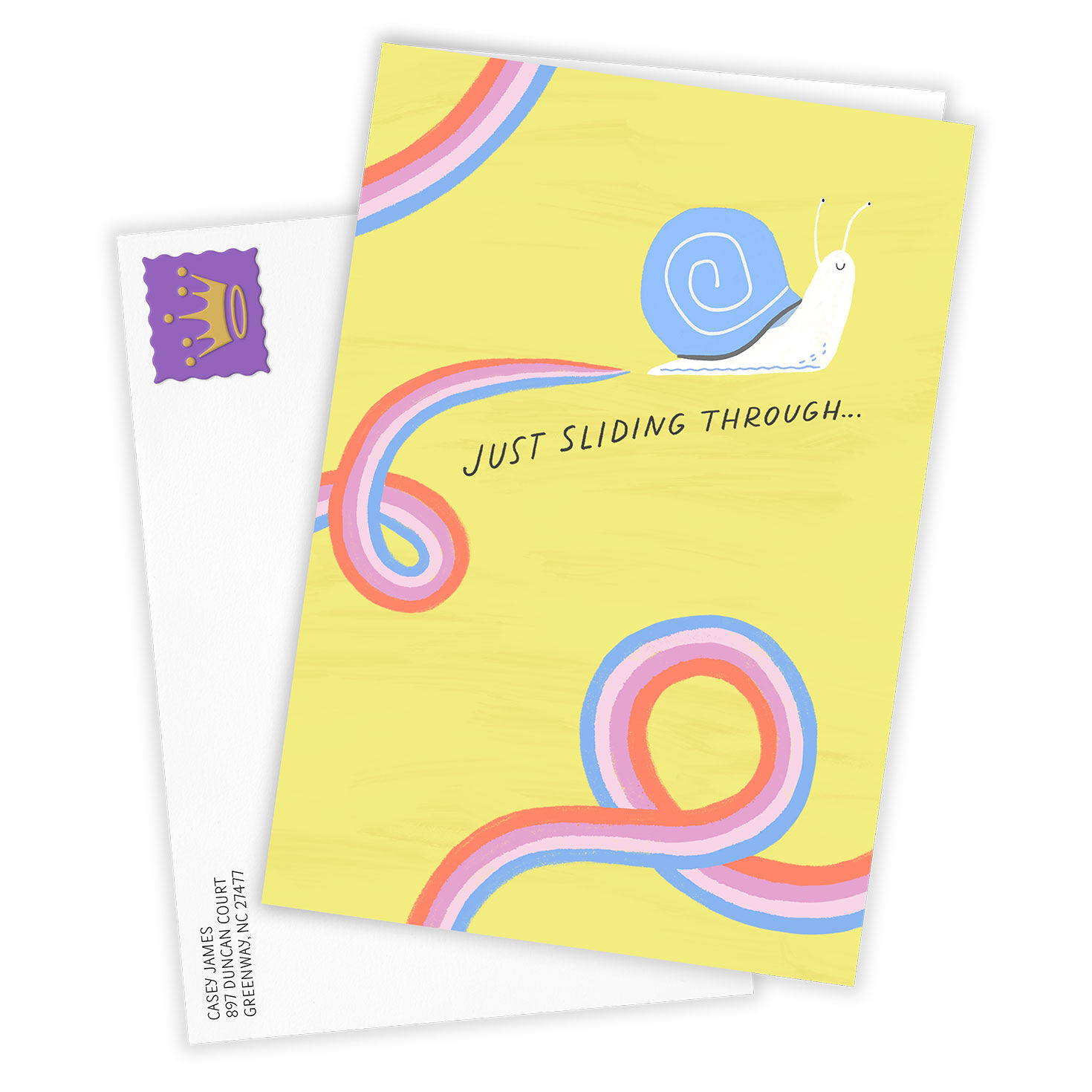 Snail and Rainbow Loops Personalized Card Card Front with Envelope image number 2