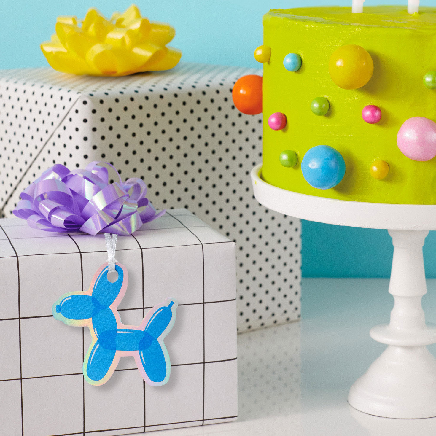 Blue Balloon Dog Die-Cut Gift Tag in use image number 2