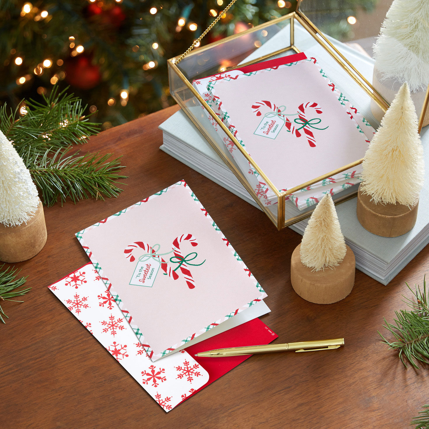 Candy Canes on Pink Scented Boxed Christmas Cards, Pack of 12 for only USD 20.49 | Hallmark