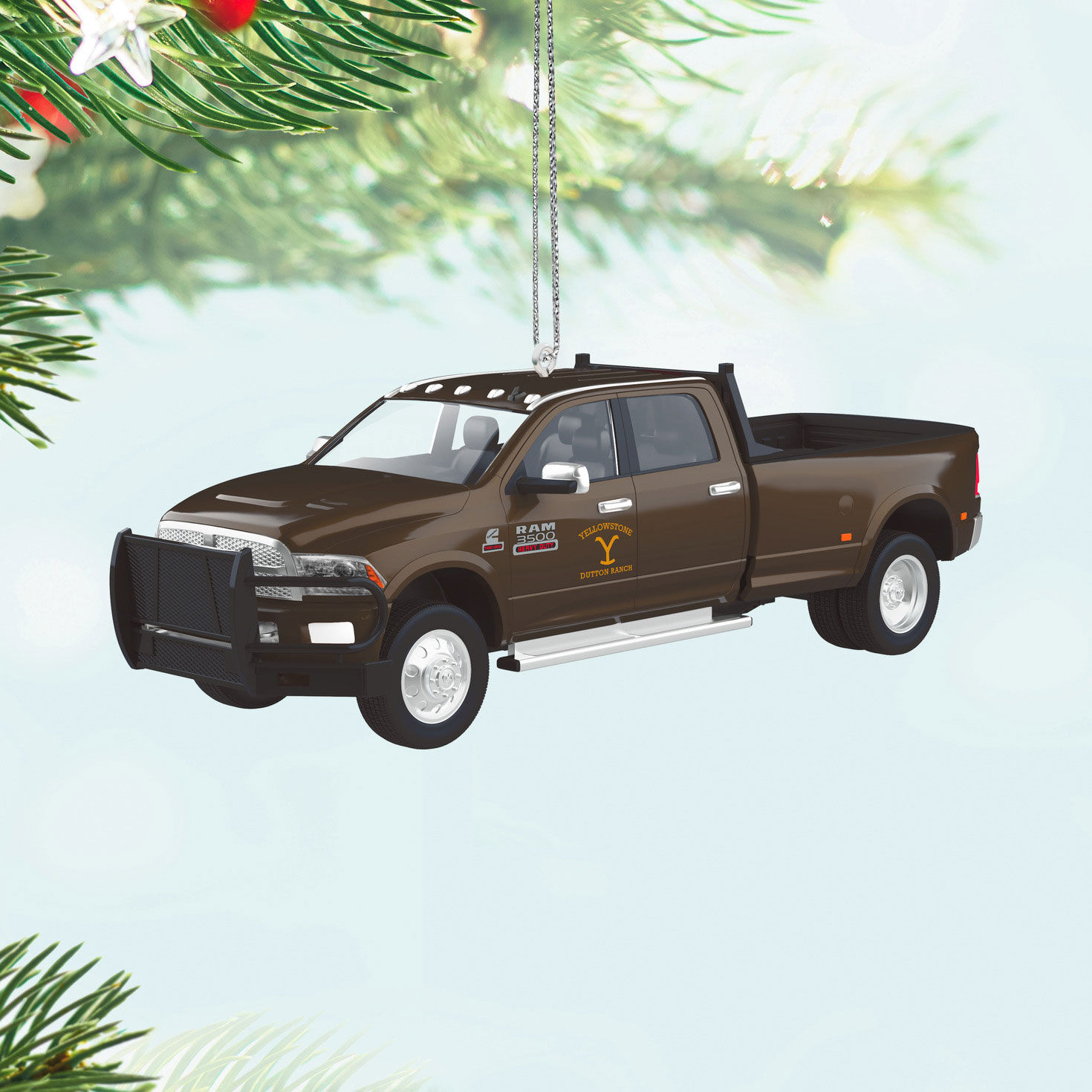 Yellowstone Brown Pickup Truck Keepsake Ornament Hanging on tree image number 2