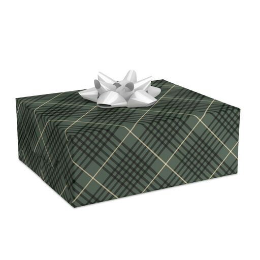 Green Plaid Christmas Wrapping Paper, 25 sq. ft., 