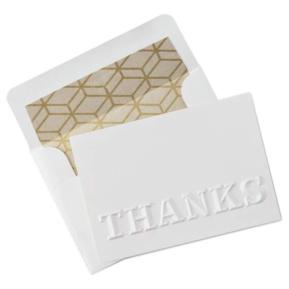 White Embossed Thank You Notes, Box of 8, , large image number 1
