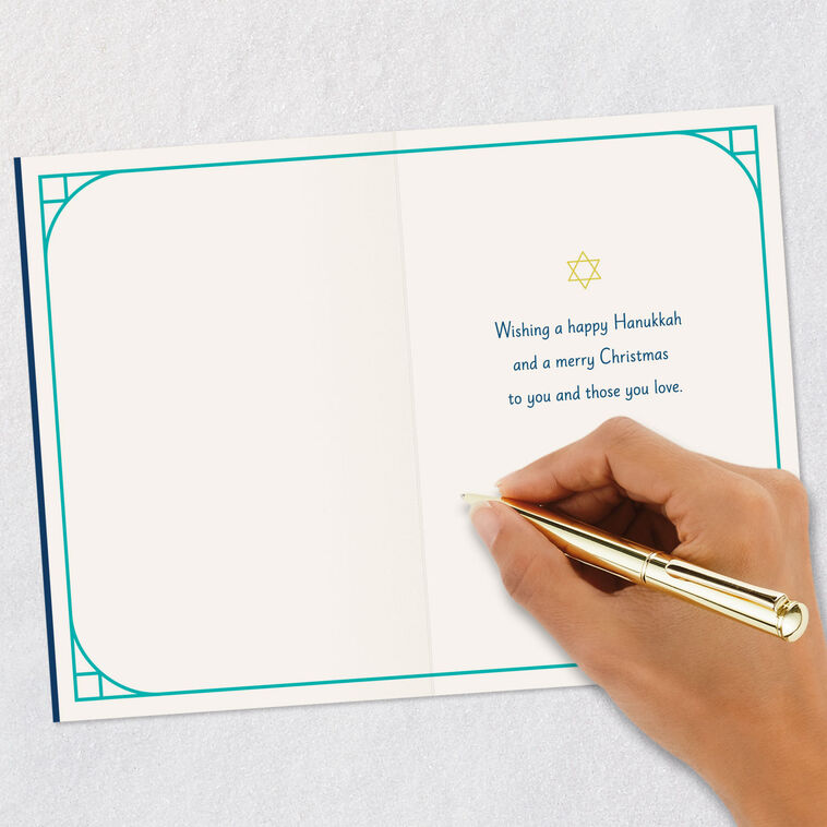 Hanukkah Menorah and Christmas Tree Holiday Card Signing card image number 6