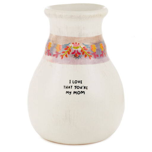 Natural Life Love My Mom Small Ceramic Bud Vase, 