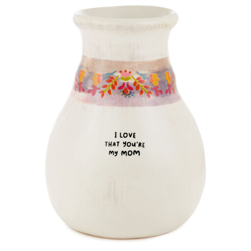 Natural Life Love My Mom Small Ceramic Bud Vase, 