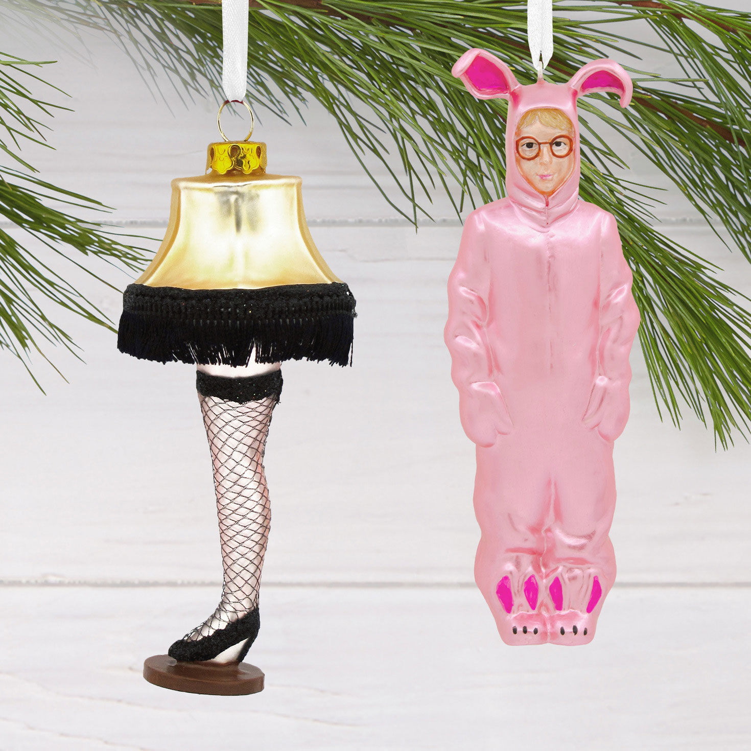 Set of 2 A Christmas Story Christmas Ornaments hanging on tree image number 2