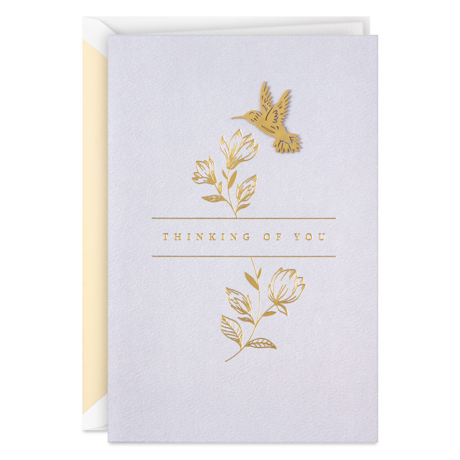 Hummingbird and Flowers Blank Thinking of You Card