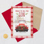 Vintage Red Truck Son Christmas Card Card Front with Envelope and Gold Seal image number 5