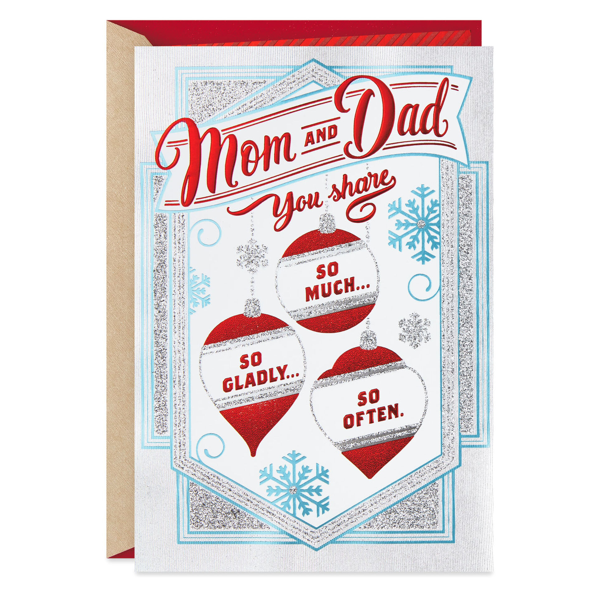 I Love You Both Christmas Card For Mom And Dad Greeting Cards Hallmark
