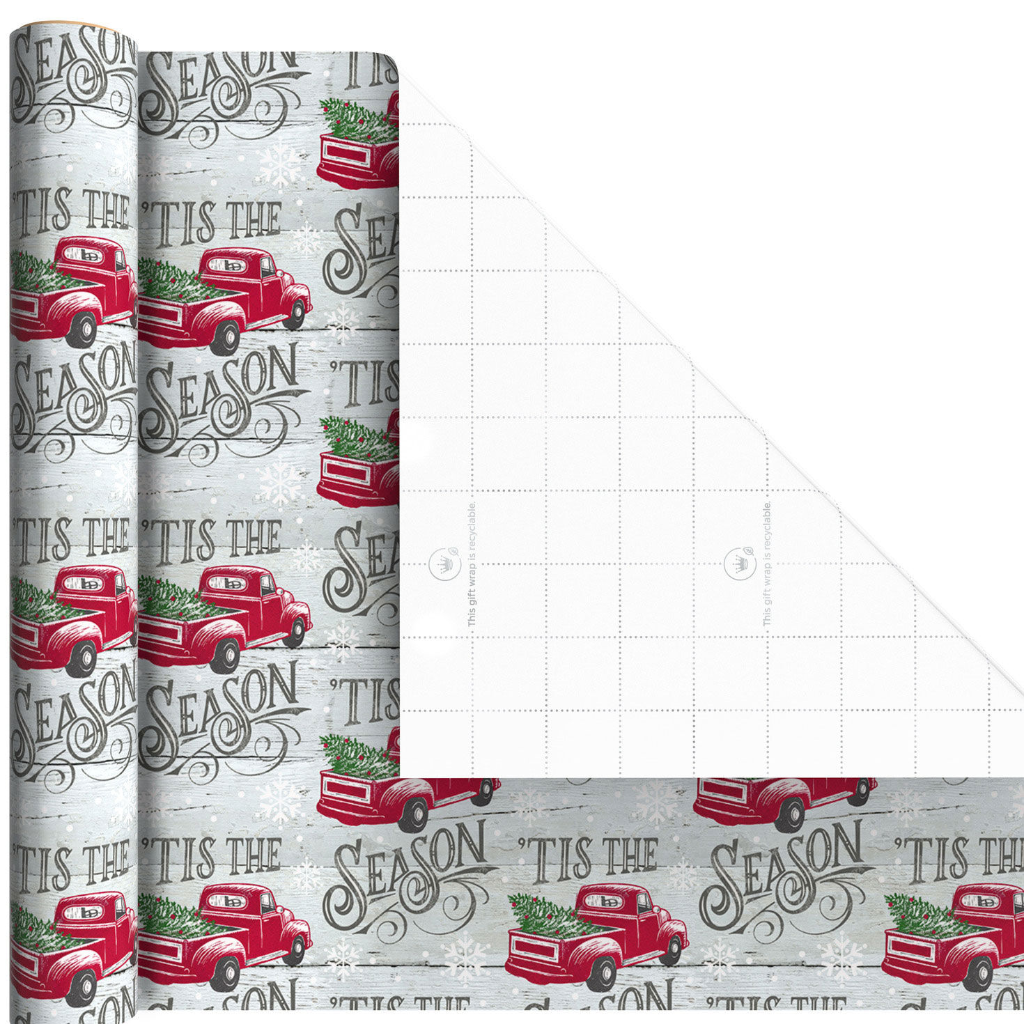 Red Truck 3-Pack Mini Xmas Gift Wrap Rolls Wrap Square image number 6