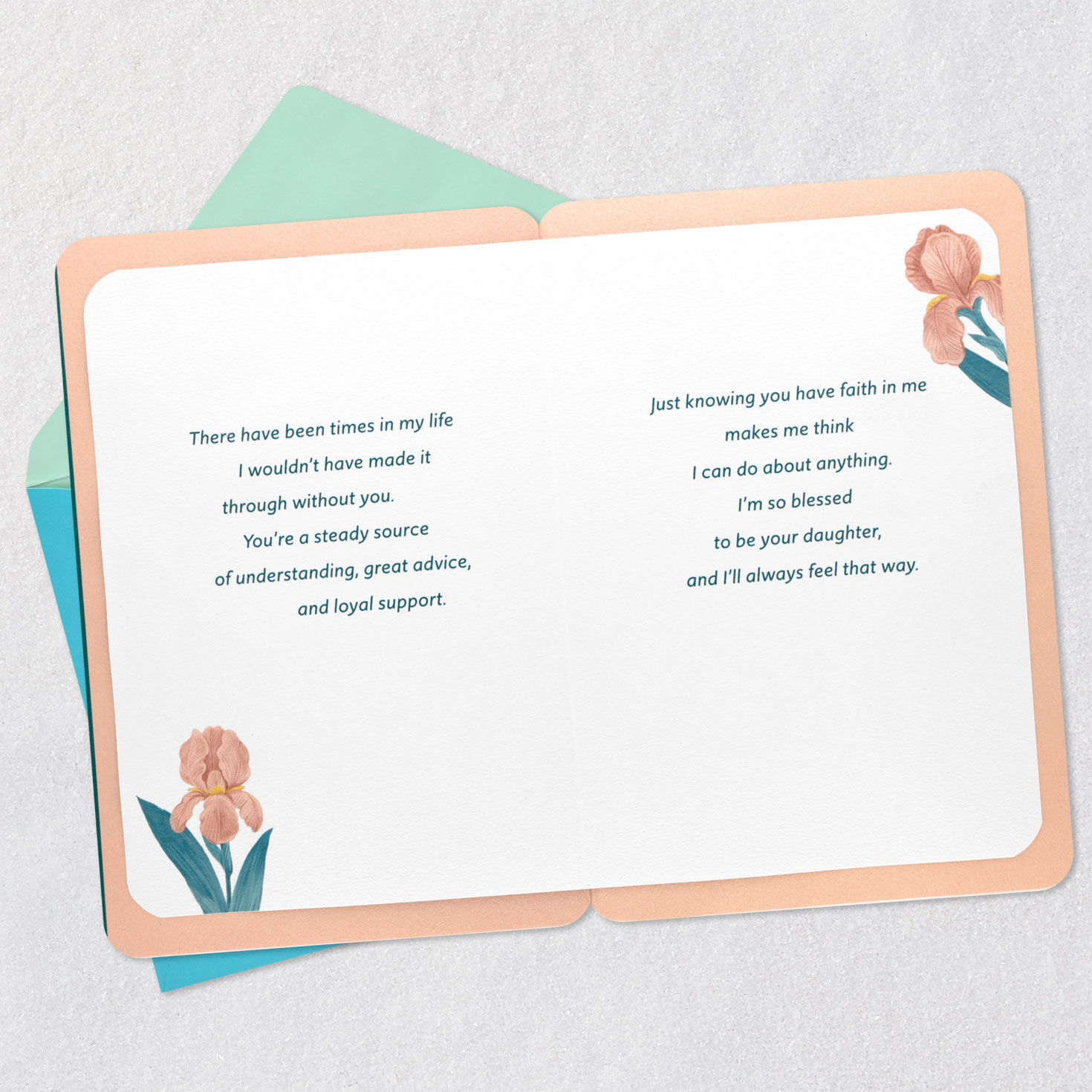 Pink Iris Flowers Mom Mother's Day Card From Daughter Open card with envelope image number 4