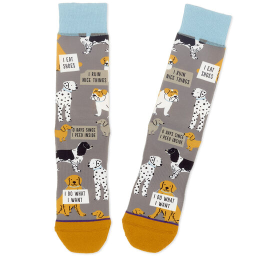 Dog Illustrations Toe of a Kind Novelty Crew Socks, 
