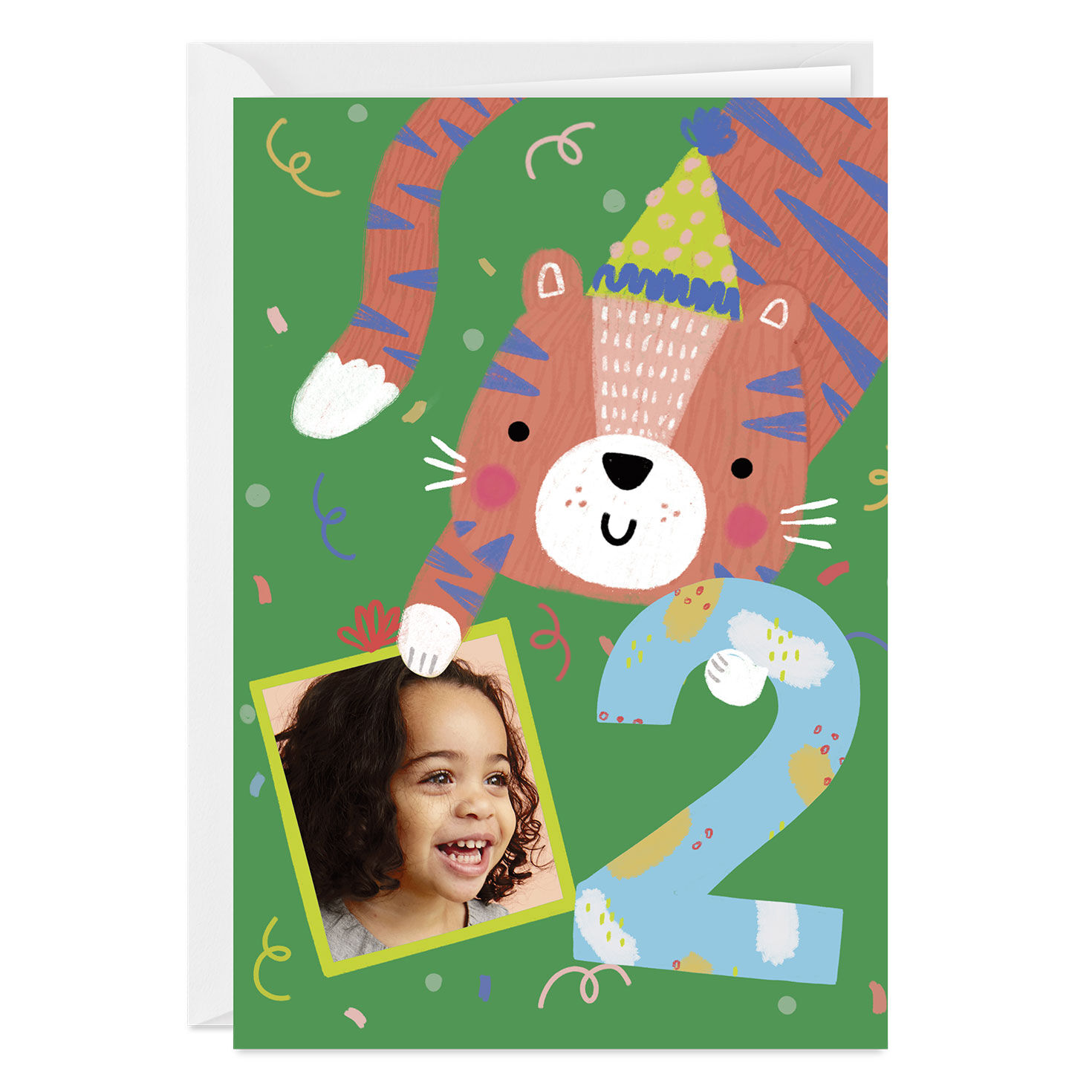 Festive Tiger Custom 2nd Birthday Card