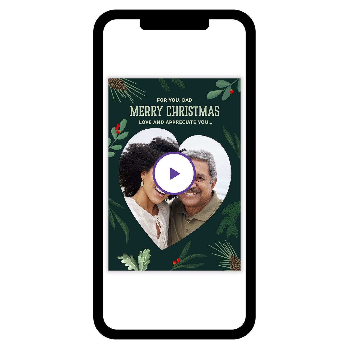 Evergreen and Heart Christmas eCard for Dad