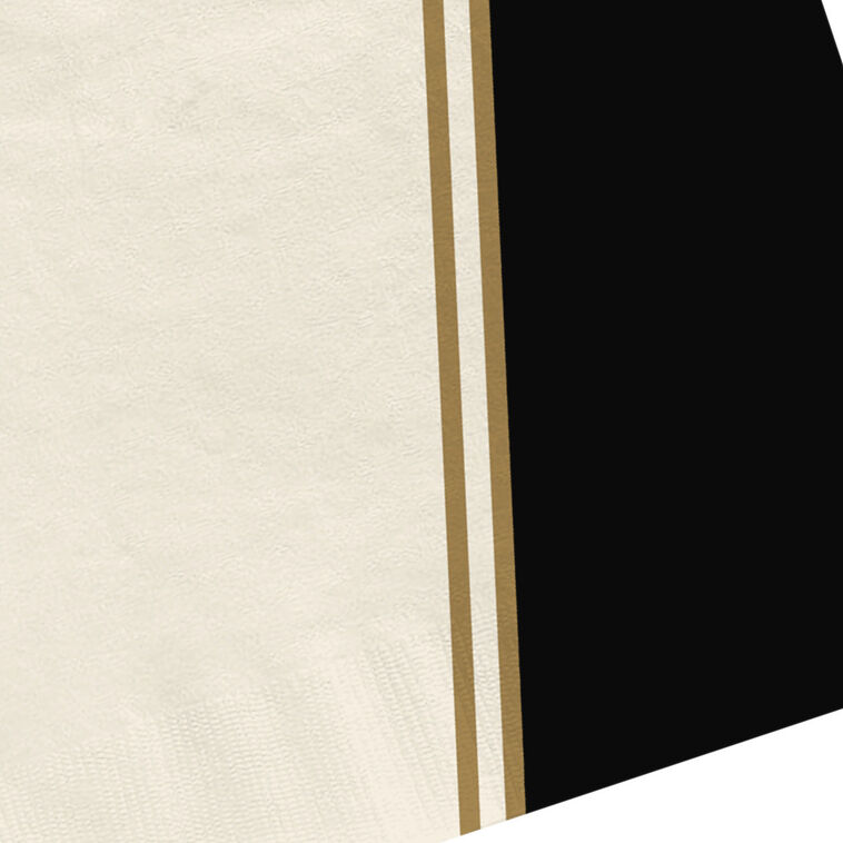 Ivory, Black and Gold Geometric Dinner Napkins, Set of 16, , large image number 4