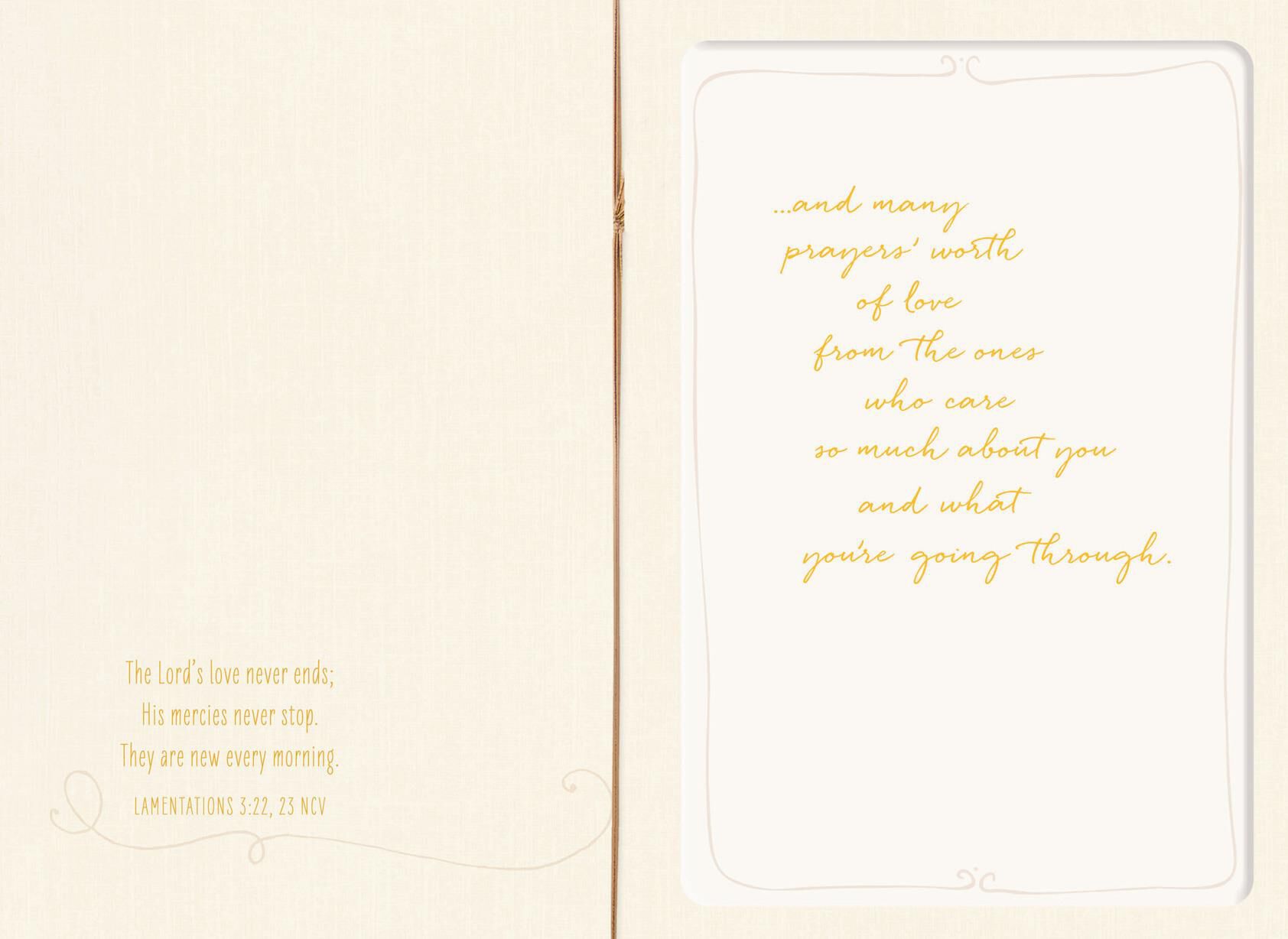 Pastel Bloom and Prayers Religious Sympathy Card