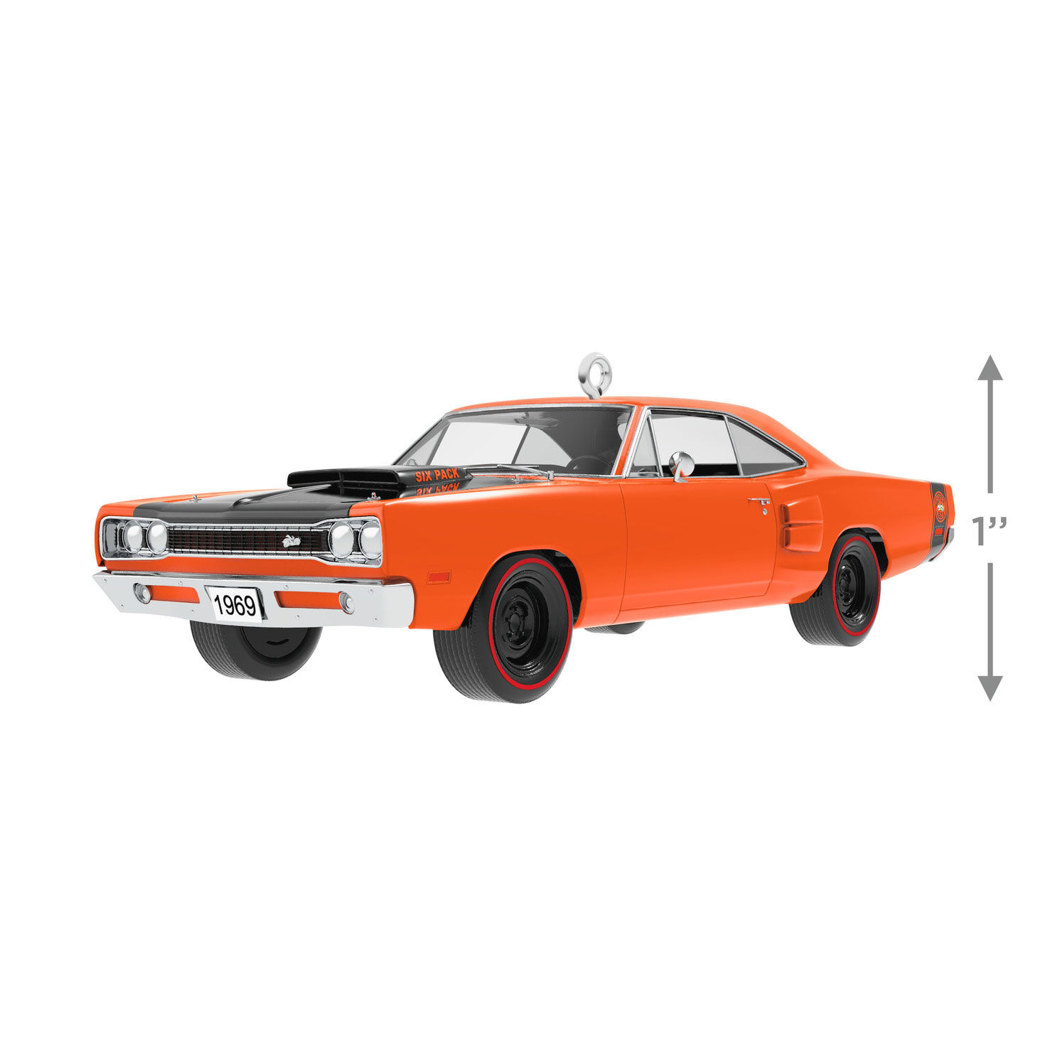 Orange Black Dodge Sports Car Keepsake Ornament Measurement image number 3