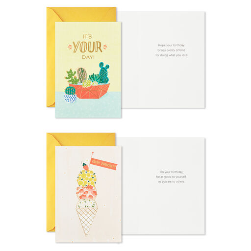Fun and Floral Boxed Birthday Cards Assortment, Pack of 16, 