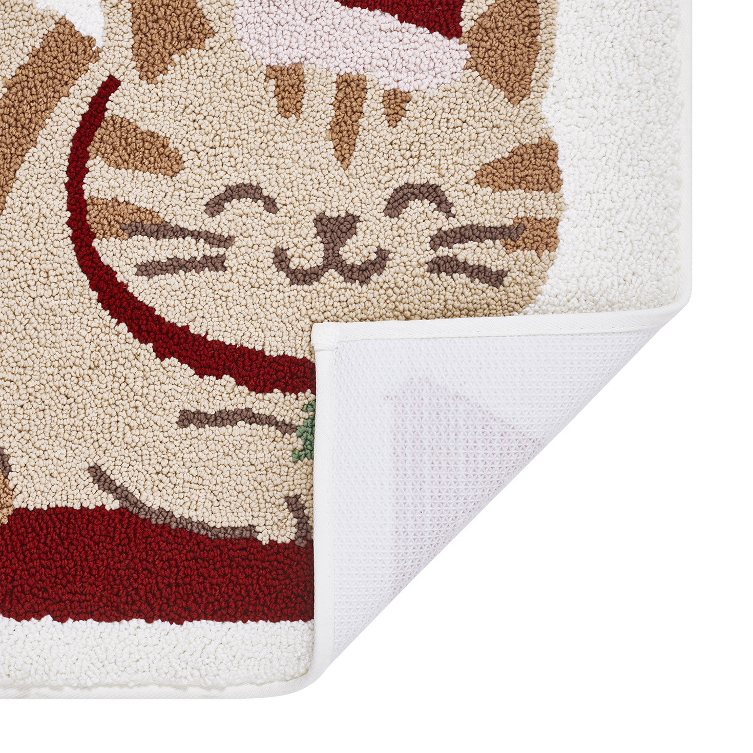 Hallmark Holiday Happy Cat Bath Rug - 20x30 upclose view back image number 2