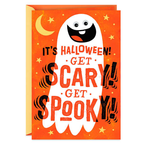 Ghost With Googly Eyes Halloween Card, , large
