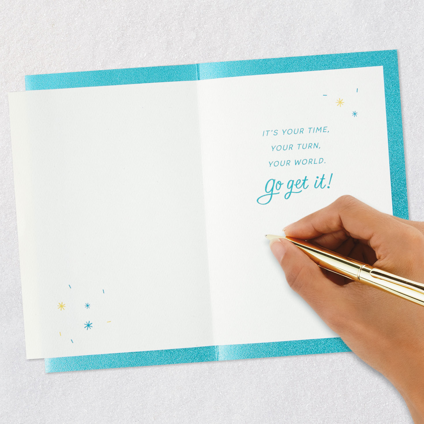 Globe With Teal Foil High School Graduation Card Signing card image number 6