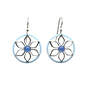 Silver Forest Open Flower With Blue Onyx Silver Metal Earrings, , large image number 1