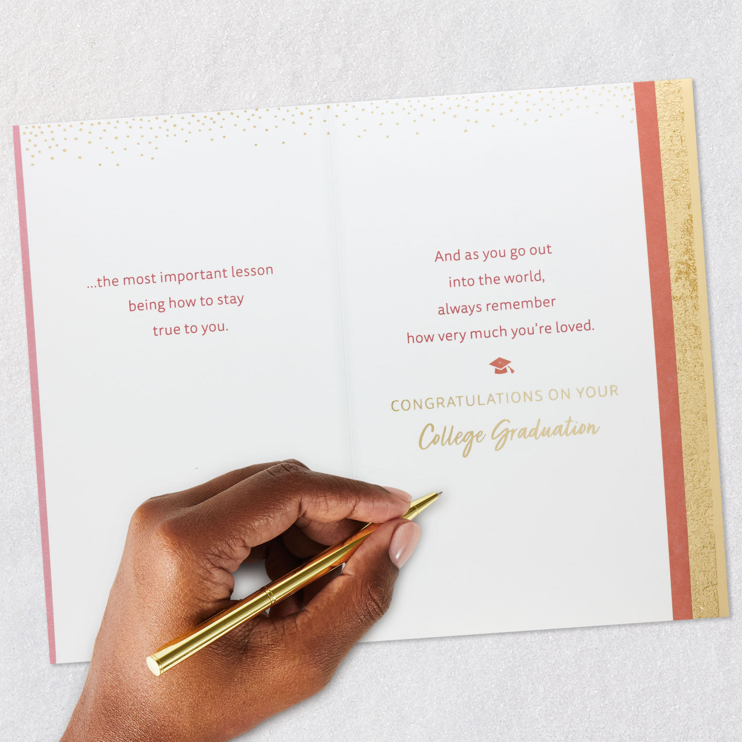 Pink and Gold Daughter College Graduation Card Signing card image number 6