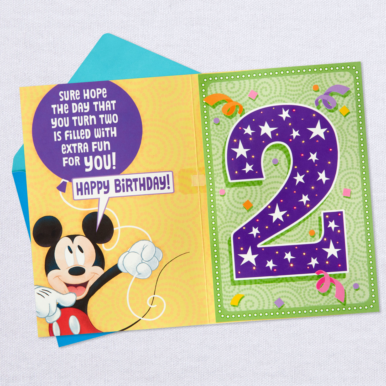Disney Mickey Mouse Musical 2nd Birthday Card With Light for only USD 8.99 | Hallmark