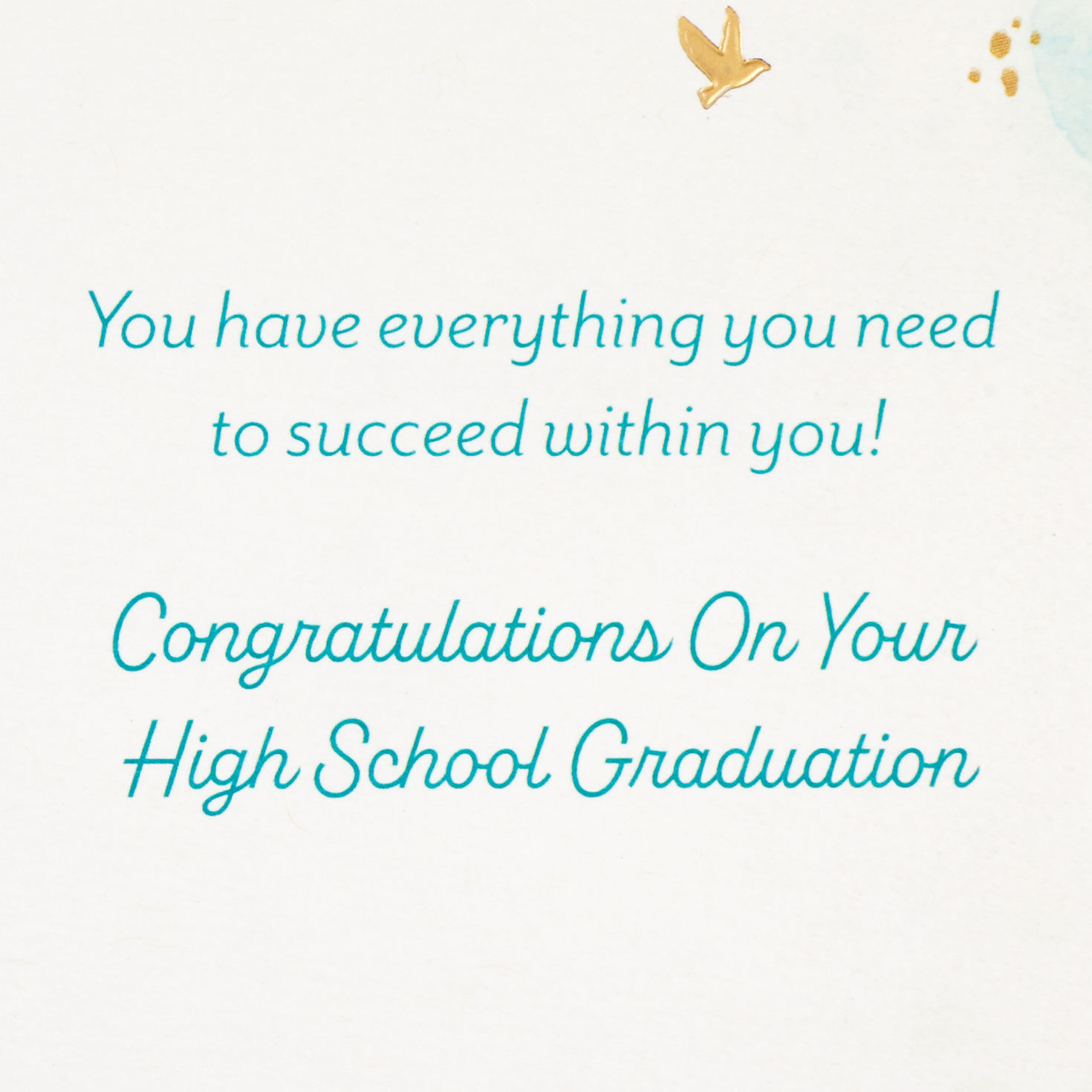 Blue & Green Watercolor High School Graduation Card sentiment image number 3