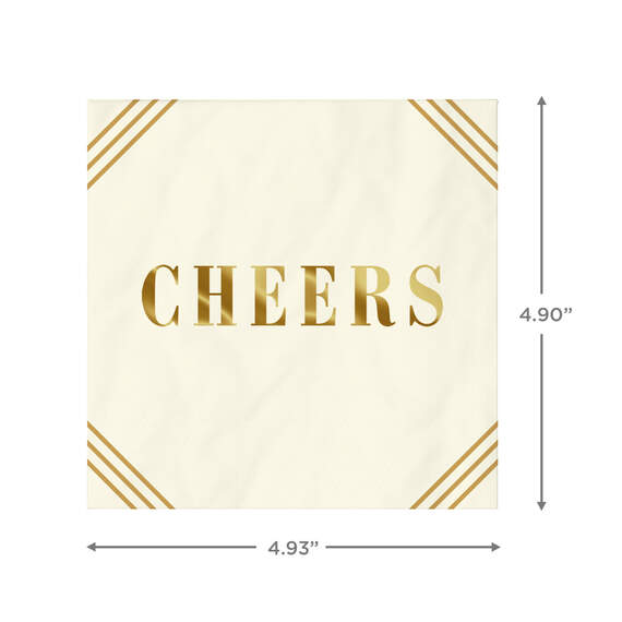 Ivory and Gold "Cheers" Cocktail Napkins, Set of 16, , large image number 3