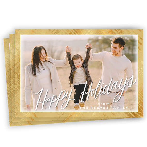 Frosted Gold Frame Flat Holiday Photo Card