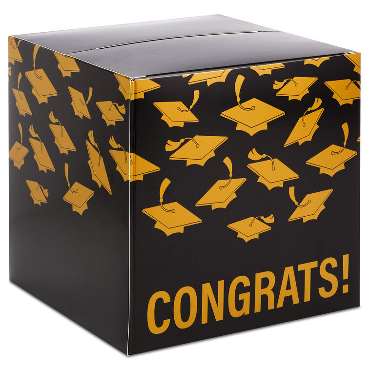 8.5" Mortarboards on Black Graduation Card Box