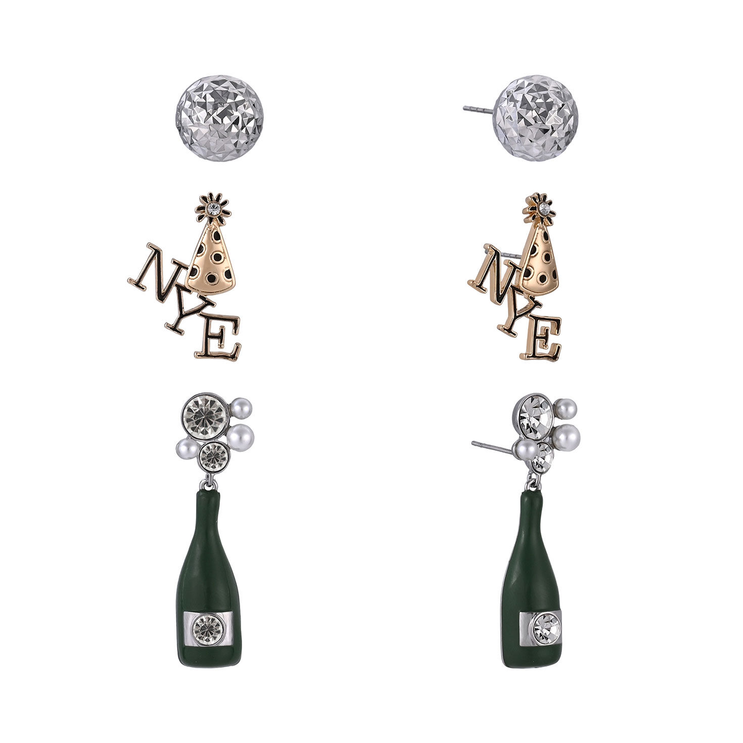 3-pair Earring Set - New Year's Eve